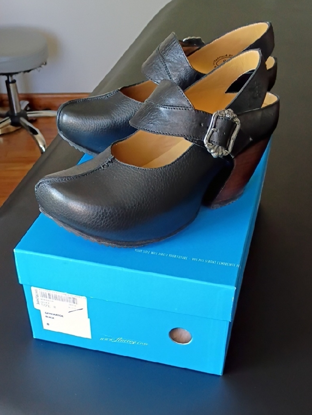 John Fluevog -Prepare Generator- Black Slingback Platform Heels